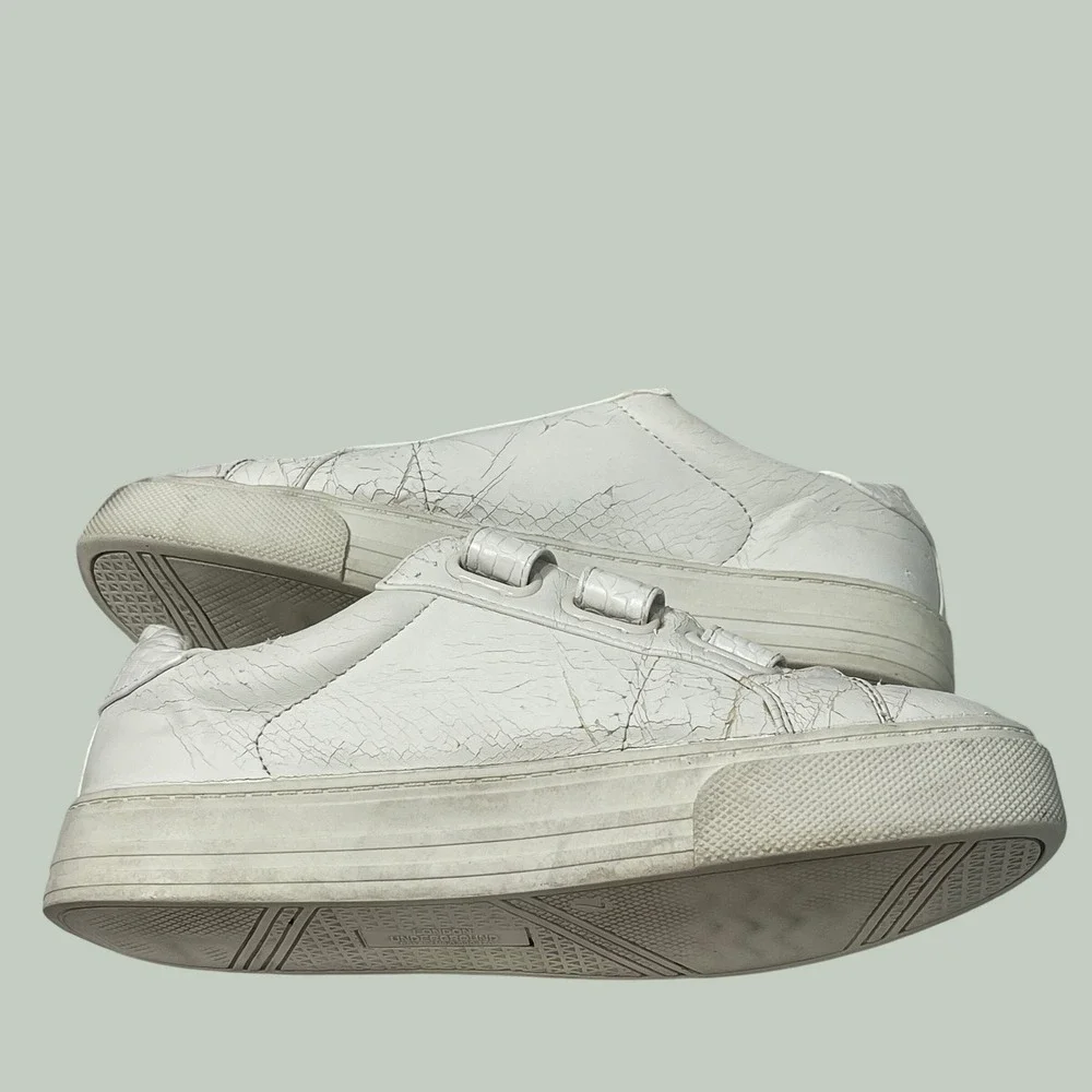 London Underground White Platform Sneakers Triple Strap Shoes Womens 7M
